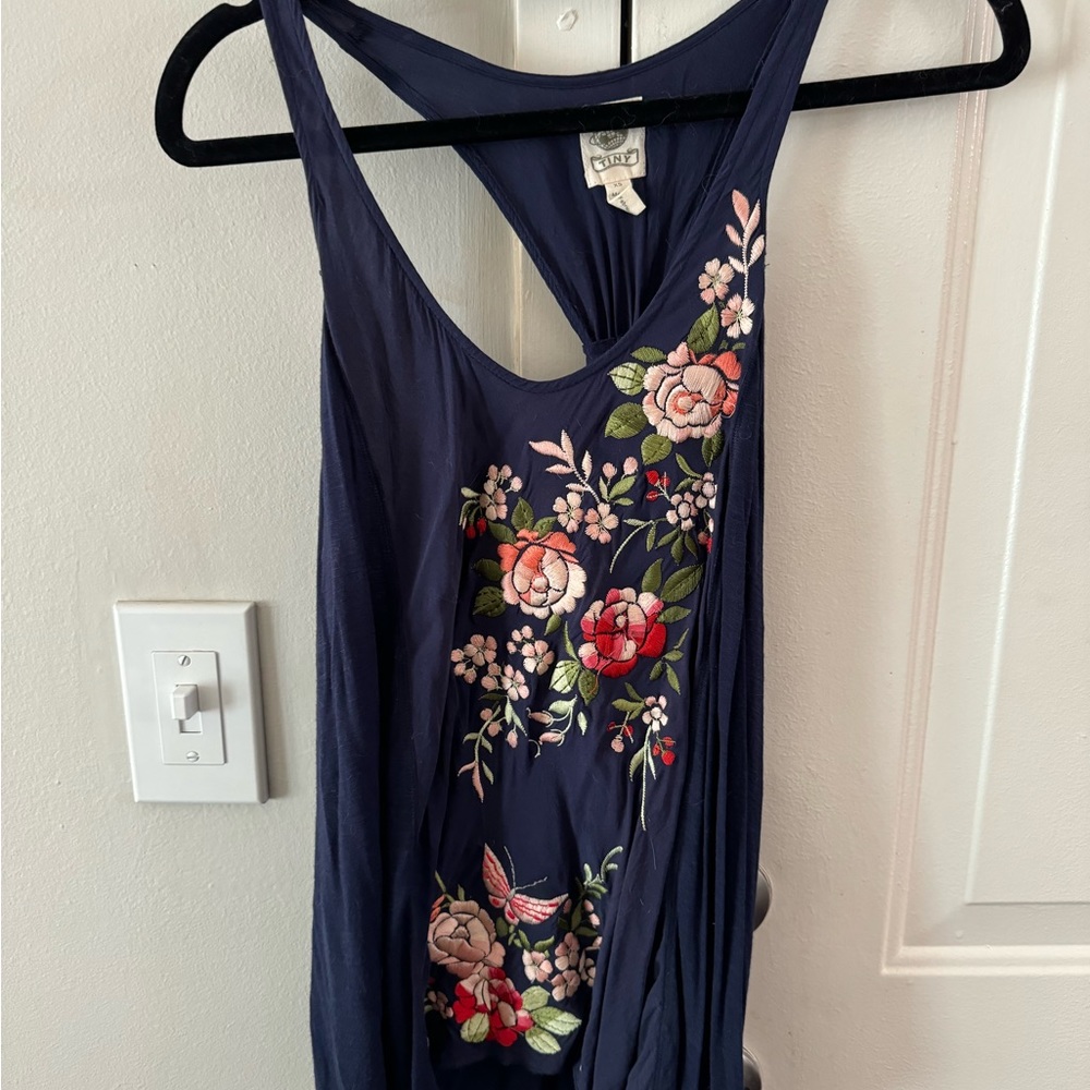 Anthropologie embroidered floral tank top